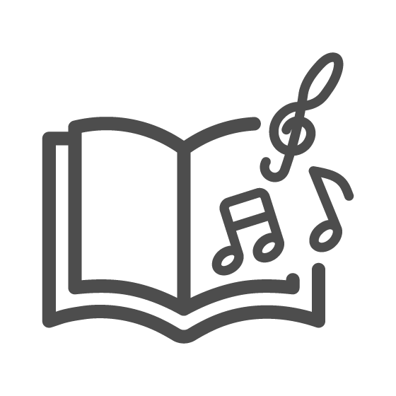 Icon boek met muzieknoten